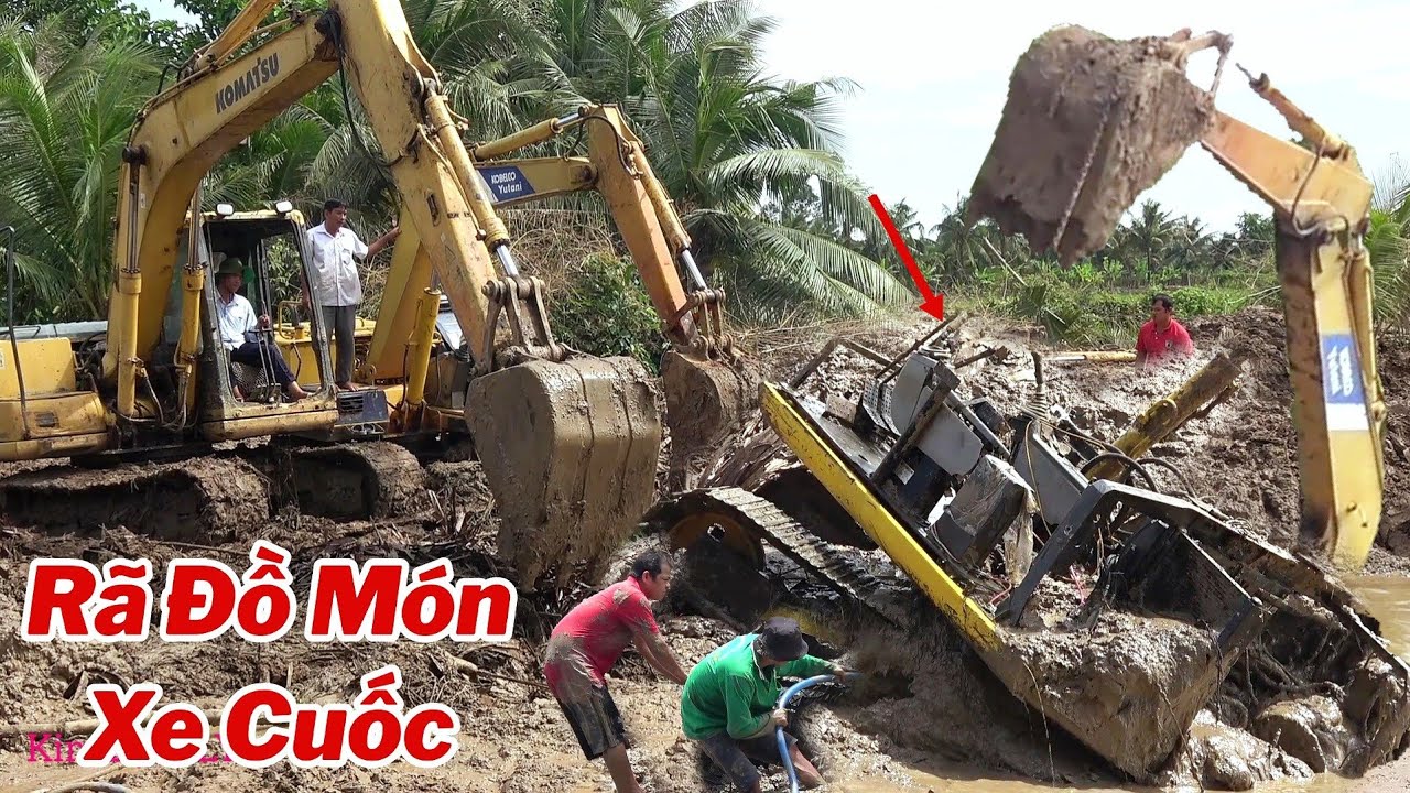 Xe Cuốc Sụp Hầm,Lầy 12 Ngày Tìm Đủ Cách Lôi Kéo,Không Lên Được.Phải Rã Đồ Món Mới Đem Lên Nổi.