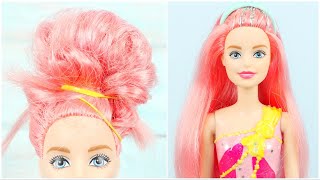 RAINBOW STYLE BARBIE, DIY Barbie Hairstyles,Body Painting,Glitter Hair