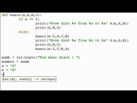 Tower of hanoi in Python - YouTube