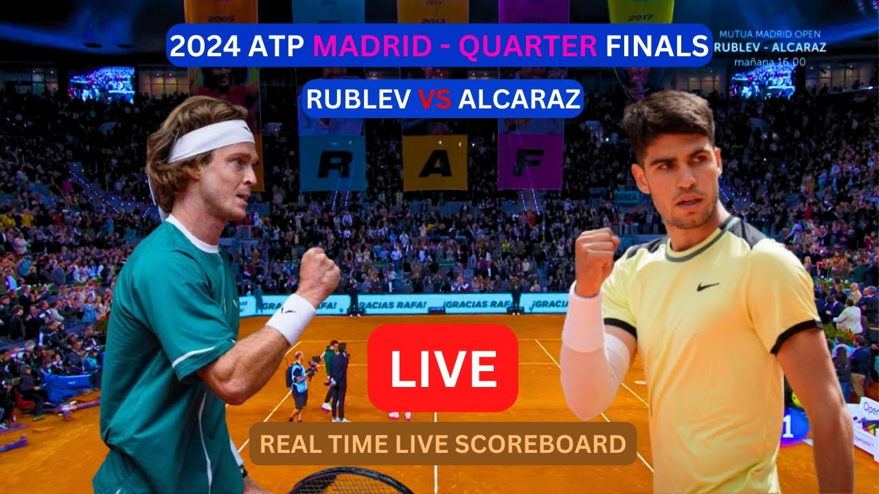 Carlos Alcaraz Vs Andrey Rublev LIVE Score UPDATE Today Tennis Match