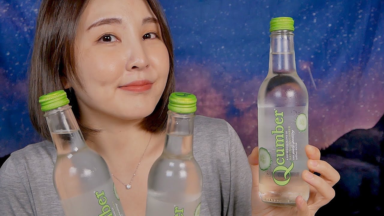 오이맛 탄산 입소리 ASMR｜영국 큐컴버 오이 탄산수｜Sparkling water in mouth｜eating sounds｜mukbang｜eating show