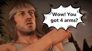 Mortal Kombat 11  Rambo Meets Fighters for the First Time
