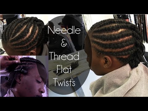 Tutorial  Needle and Thread Flat Twists on Transitioning hair. 