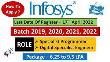 Infosys Hiring | 2019, 2020, 2021, 2022 Batch | Eligibility | salary 6.25 & 9.5 LPA | Role- DSP & SP