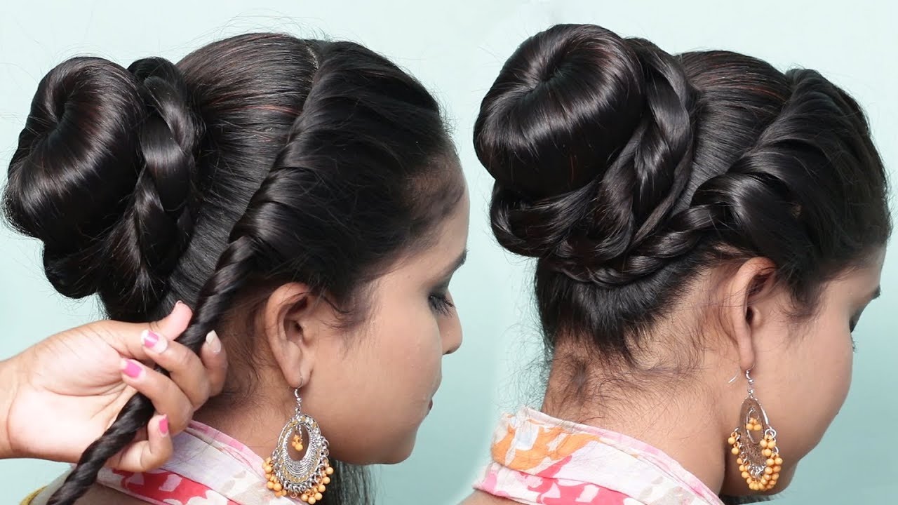 new juda hairstyle for lehenga  easy hairstyles  wedding hairstyles   party hairstyles  YouTube