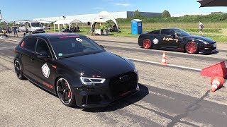 720HP Nissan GTR R35 HPT vs 680HP Audi RS3 Sportback