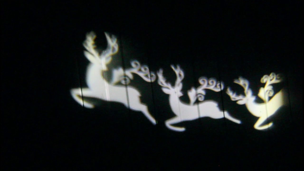 LED White Laser Projector Rotating Santa Riding Reindeer Sleigh Lights
