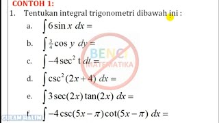 Integral Trigonometri Contoh 1