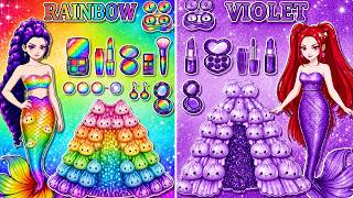 K-POP DEMON HUNTERS: VIOLET vs RAINBOW Mermaid Huntrix Battle! | Paper Dolls‍🥟SQUISHY DUMPLING #2 screenshot 5