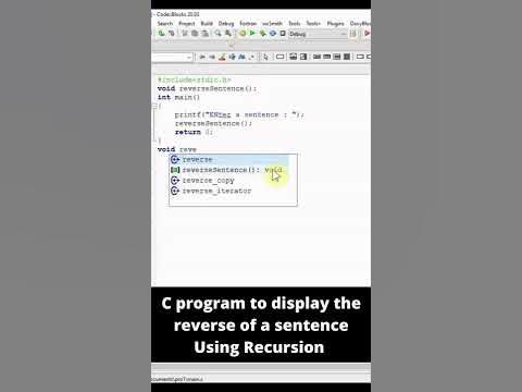 C Program to Reverse a Sentence using Recursion - YouTube