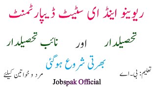 Tehsildar and Naib Tehsildar Jobs 2020| R & E stat Dept || KPPSC || 58  Posts || Jobspak  ||