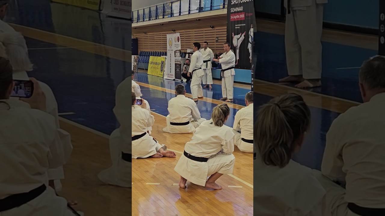 Kagawa Shihan teaching and Arimoto Sensei demonstrating kata Sochin. JKS Romania Seminar 2025