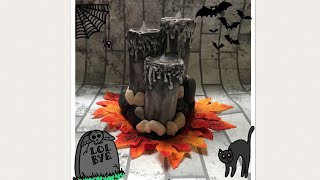 Manualidad con tubos de cartón y silicona caliente/tubos de papel higiénico/velas para halloween