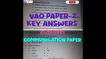 VAO Paper -2 Key Answers 27/10/2024||KEA Village Accountant Examination Communication solved paper.