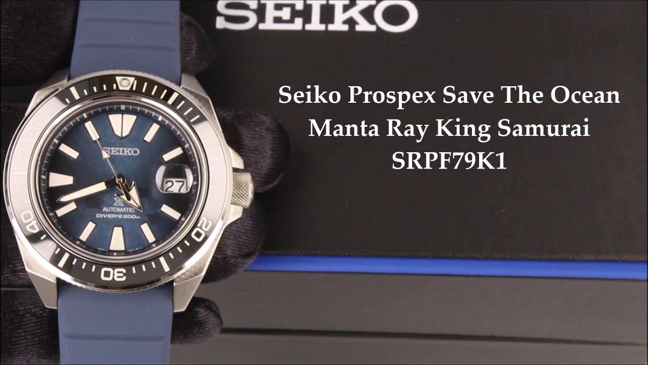 NEW Seiko Prospex Save The Ocean Manta Ray King Samurai Sapphire Diver's  Automatic Watch SRPF79K1 - YouTube