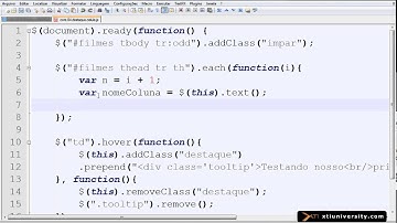 Universidade XTI - jQuery - 25 - Exemplo Core - ToolTips Destacar Células de uma Tabela