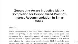 Geography Aware Inductive Matrix Completion for Personalized Point of Interest Recommendation in Sma
