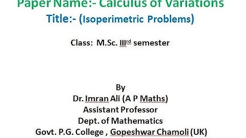 Isoperimetric Problem 16th Sep,2020 CoV lecture