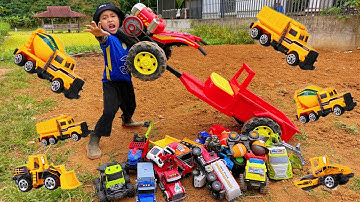 Em tu bi tổng hợp video máy xúc cần cẩu ô tô, giải cứu xe ben, xe tải chở đất