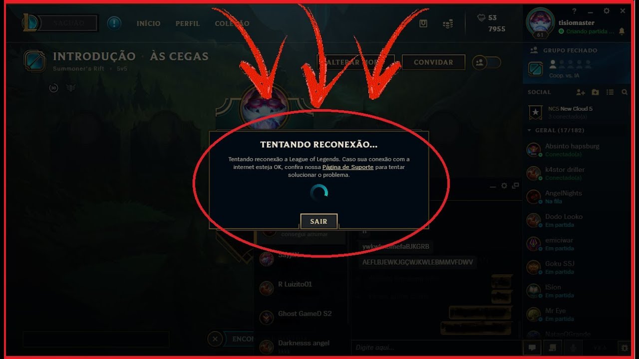 League of legends caindo toda hora