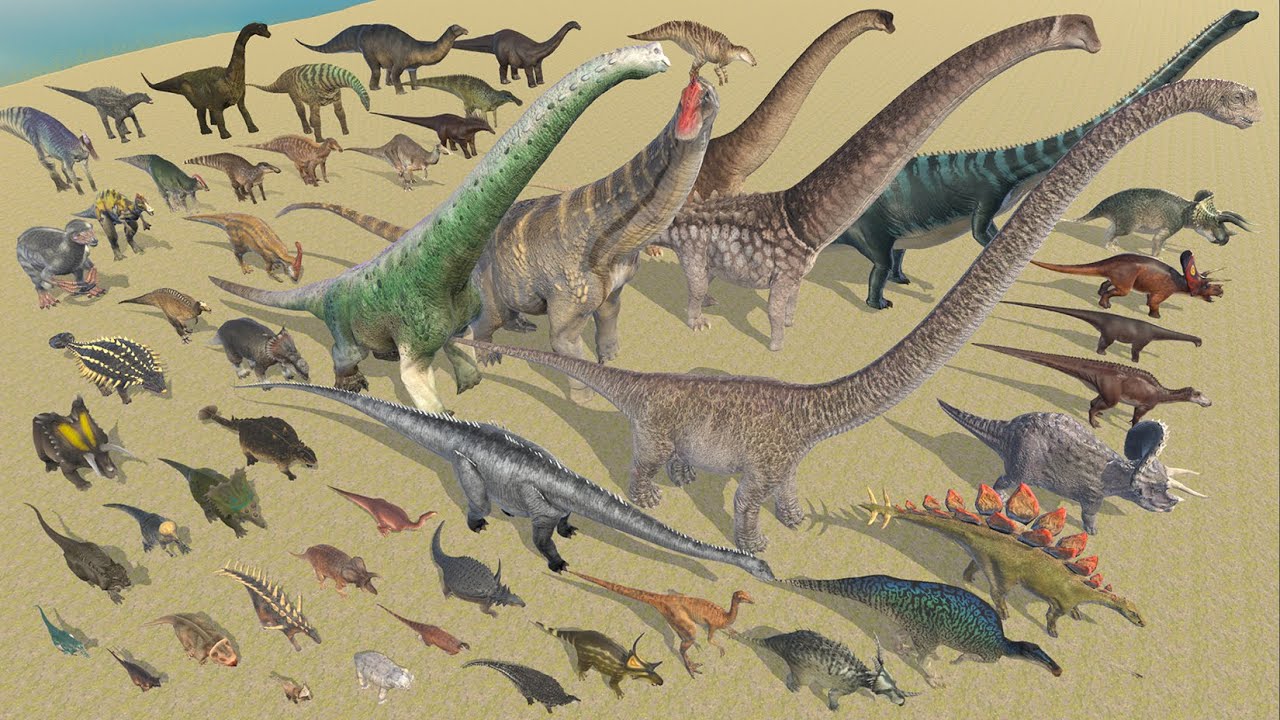 Herbivore Dinosaur Body Length Comparison - 3D Animal Animation Comparison