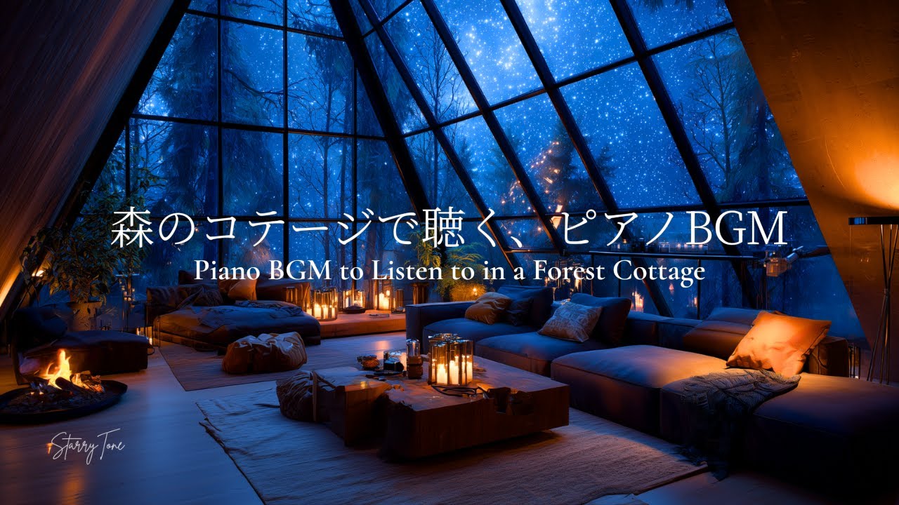 【夜のピアノBGM】森のコテージで聴くピアノ｜やさしい灯りと星空の音楽 | Relaxing Night Piano Music