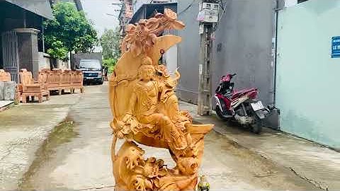 Tượng Quan Âm Ngồi tự tại cực kì đẹp, chế tác từ gỗ nhai bách thơm ngọt tinh tế - 0394000562 (zalo)