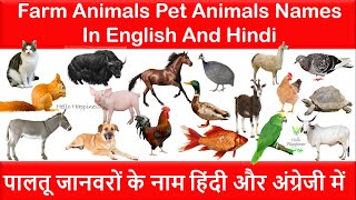 Farm Animals Name Hindi &amp; English | पालतू जानवरों के नाम हिन्दी एवं अंग्रेजी में | Pet Animals List
