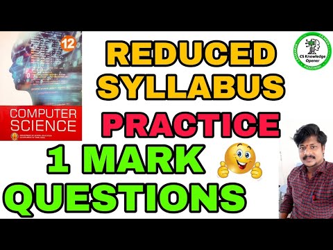 12th Computer Science Reduced syllabus Practice one mark questions with key answers|2020-2021|