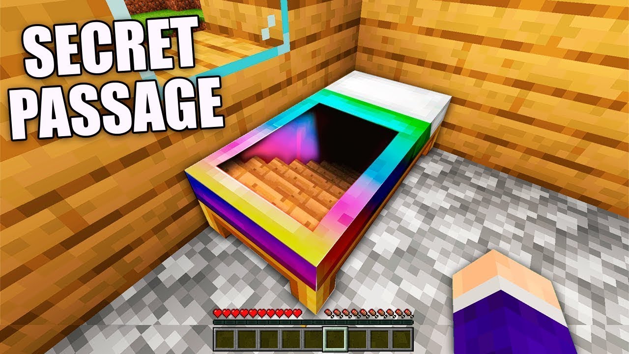 How to BUILD SUPER SECRET PASSAGE in RAINBOW BED in Minecraft ? BED