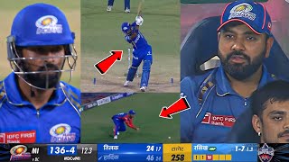 Watch Rohit sharma Angry reaction When Pandya out on just 46 Runs Vs DC in MI Vs DC