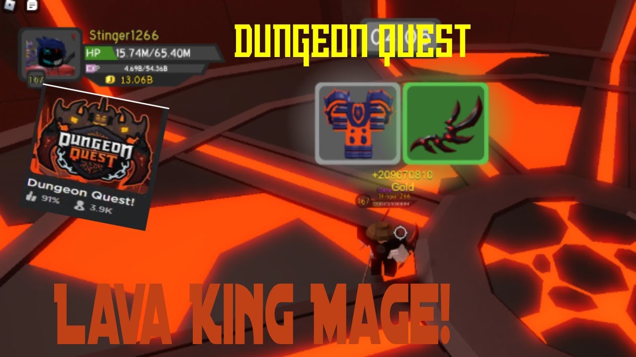 Dungeon Quest Lava King Mage Youtube - roblox dungeon quest lava king