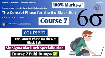 The Control Phase for the 6 σ Black Belt | Coursera | Six Sigma Black Belt | Course 7 Quiz Answers