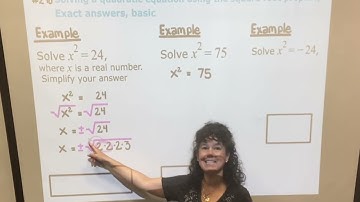 Solving a quadratic equation, using the square root property, exact answers, basic