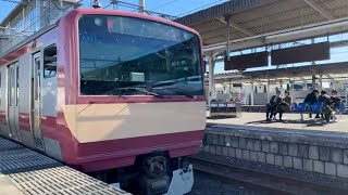 JR友部駅を入線.通過.発車する列車。