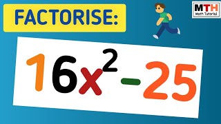Factorise 16x^2-25 || Factor 16x2-25