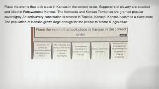 Place the events that took place in Kansas in the correct 'order. Supporters of slavery are attacked