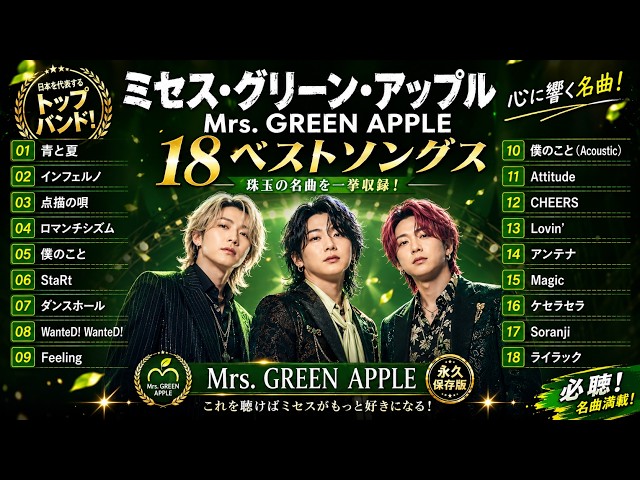 Mrs. GREEN APPLE 神曲メドレー 2026 ✨10 作業用・勉強用BGM 私的曲
