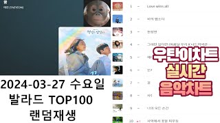 [광고없는 실시간 인기차트] 2024년03월27일 발라드TOP100 랜덤재생 멜론차트 X, 종합차트O, 노래모음 KPOP 플레이리스트