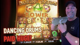 HUGE! JACKPOT WIN ON DANCING DRUMS TOWER! HANDPAY!