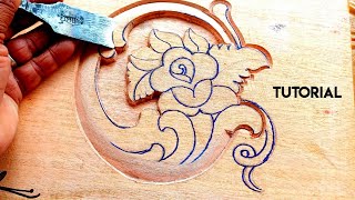 wooden flower and leaf carving tutorial || UP wood art