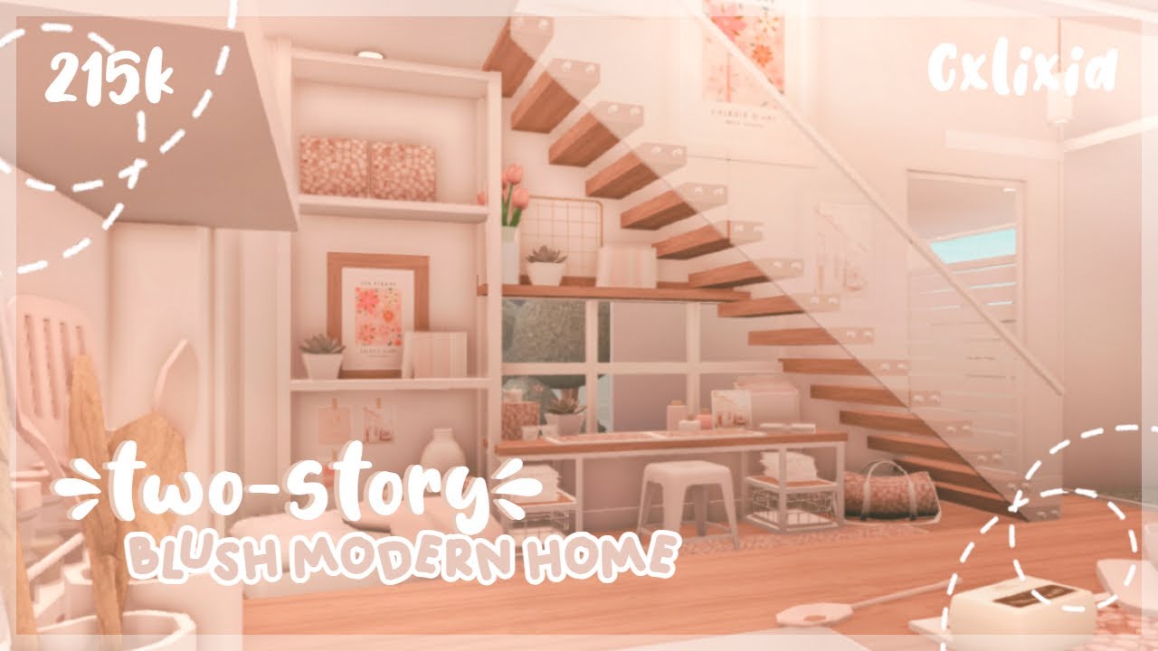 2 story blush modern home (interior) 🌴 bloxburg house build YouTube