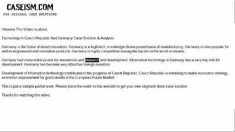 Technology In Czech Republic And Germany Case Solution & Analysis- Caseism.com