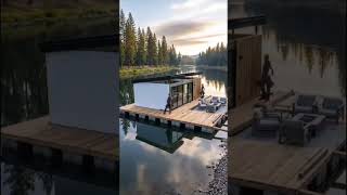 Building a Modern Floating Cabin by the River | Full DIY Timelapse #shorts
