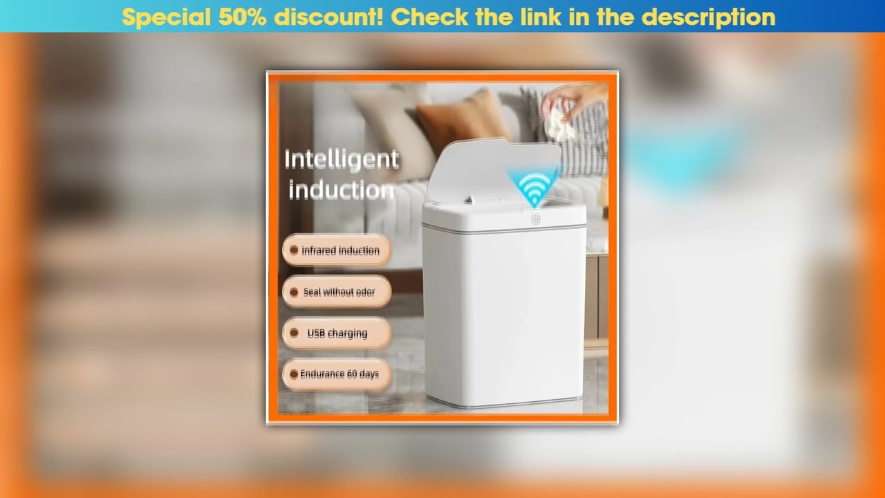 Top Youpin Narrow Trash Can Waterproof Trash Bin With Lid Charging Wastebasket Bathroom Mijia Auto•