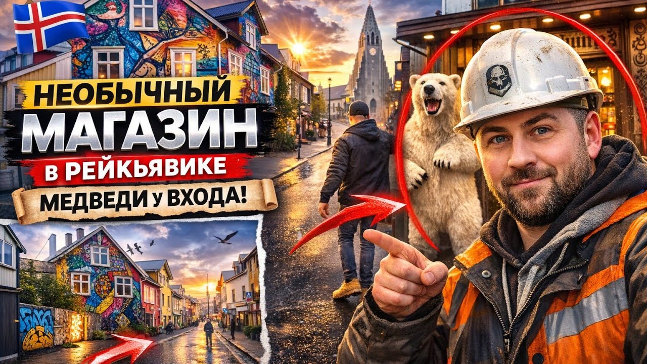 Необычный сувенирный магазин в Рейкьявике 🇮🇸 Медведи у входа