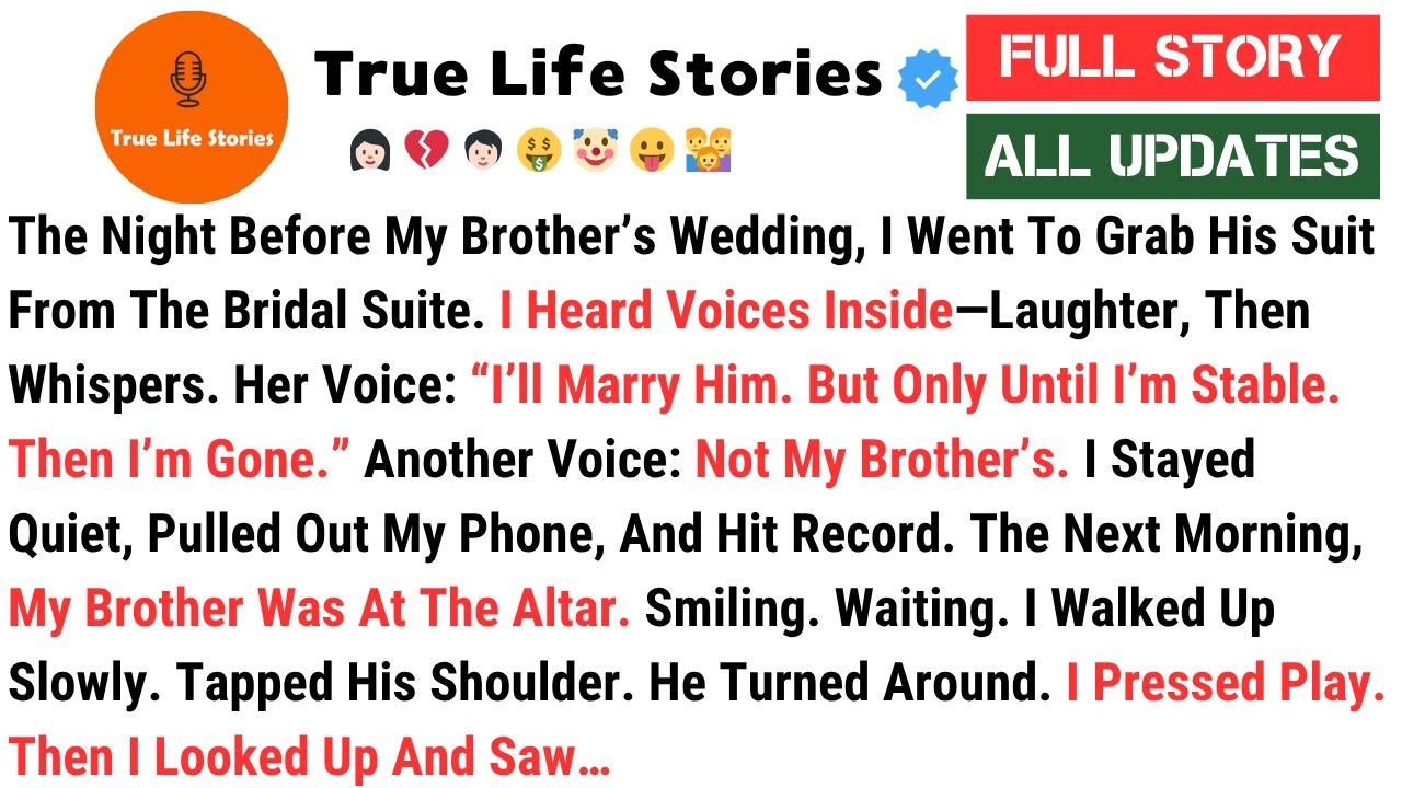 The Night Before My Brother’s Wedding, I Went To Grab His Suit From The Bridal Suite. I Heard...