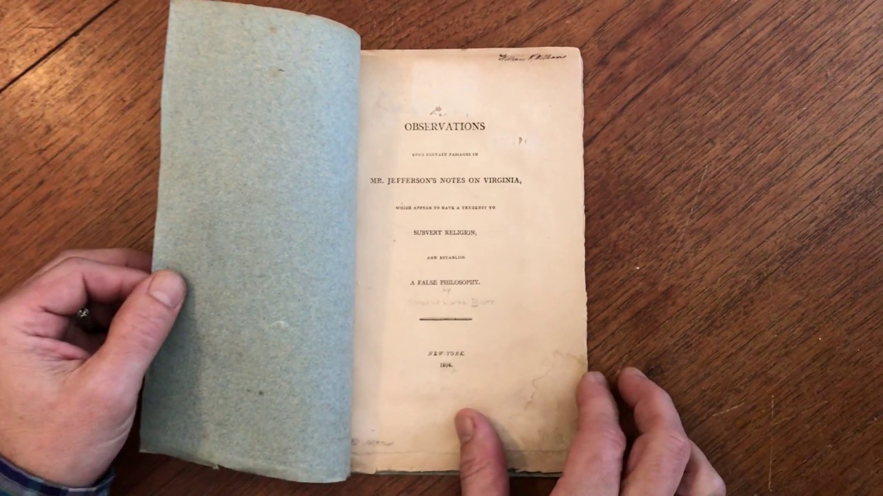 Clement Moore 1804 Thomas Jefferson Notes on Virginia pamphlet subversive