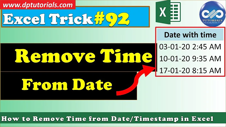How to Remove Time from Date Timestamp In Excel || Excel Tips & Tricks || dptutorials