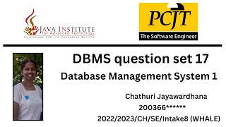 DBMS question set 17 | Create a Database Using MySQL | Java Institute | Chathuri Jayawardhana